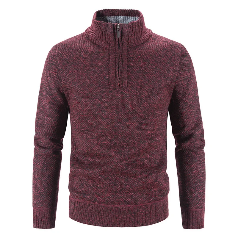Men's Pullover Half-Zip Solid Color Knit Sweater